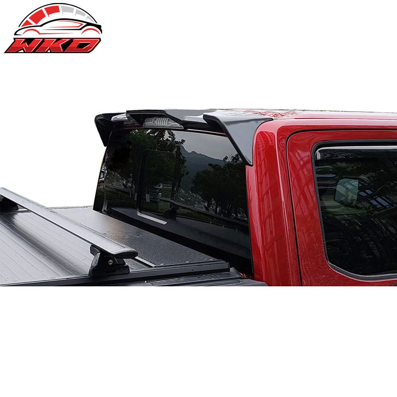 Fits 15-20 Ford F-150 All Cab & Bed Size Gloss Black IKON Style Roof Spoiler ABS