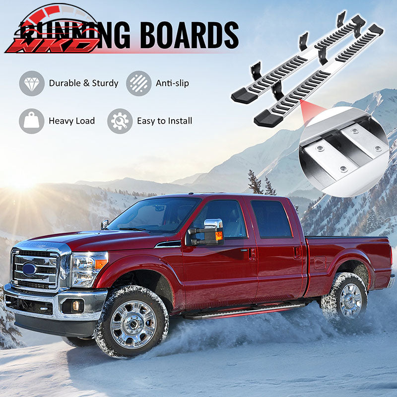 Fits 99-16 Ford F250-F550 Super Duty Crew Cab 6" V Running Board Step Bar Silver