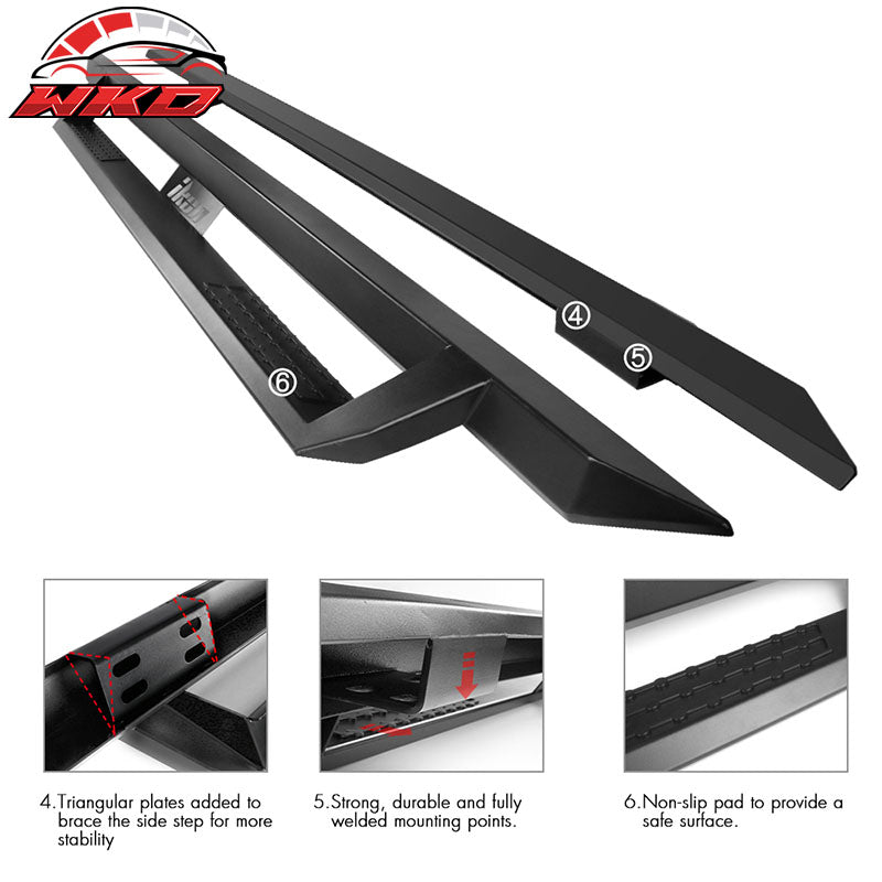 Fits 99-16 Ford F250 F350 Superduty Crew Cab IKON V1 Style Running Boards Black