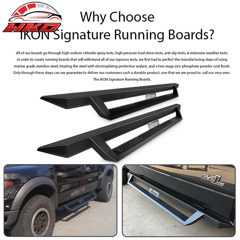 Fits 99-16 Ford F250 F350 Superduty Crew Cab IKON V1 Style Running Boards Black