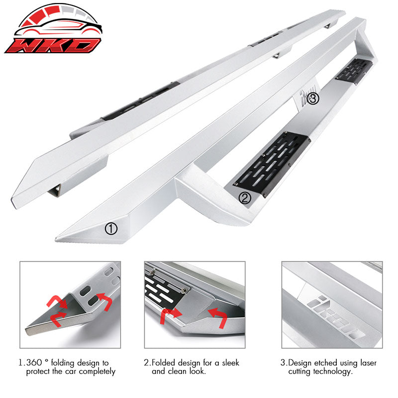 Fits 99-16 Ford F250-F550 Superduty Crew Cab IKON V1 Style Running Boards Silver