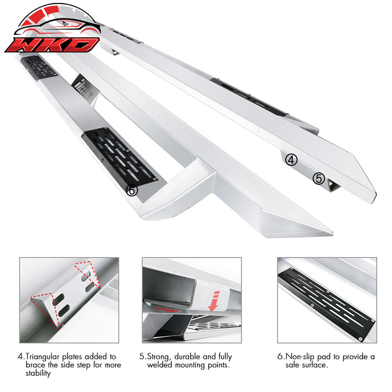 Fits 99-16 Ford F250-F550 Superduty Crew Cab IKON V1 Style Running Boards Silver
