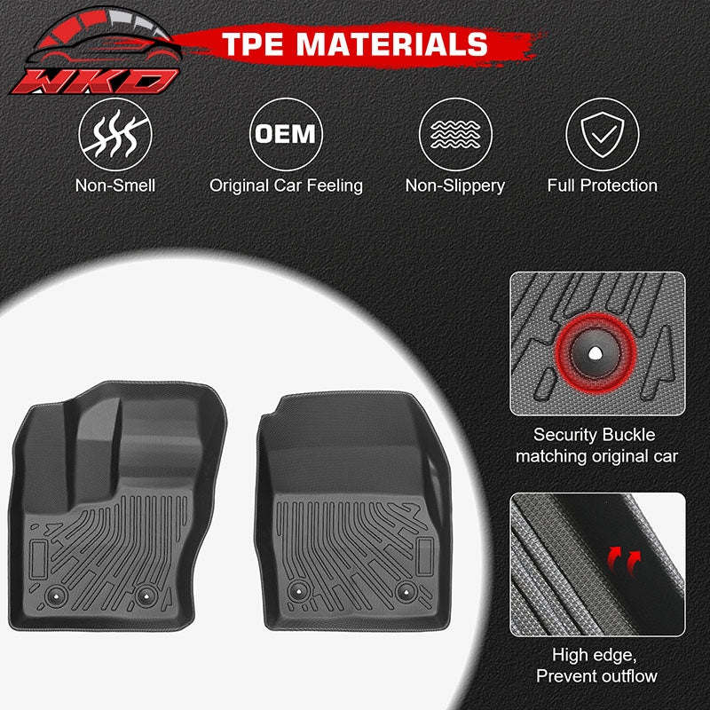 Fits 2014¨C2021 Ford Transit Connect Anti-Slip Floor Mats All Weather TPE Carpets