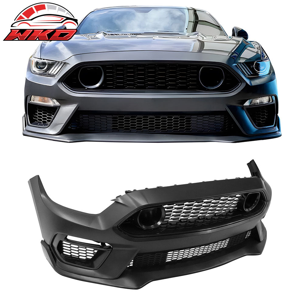 For 15-17 Ford Mustang Mach 1 Style Front Bumper Conversion W/ Lip LED Headlight