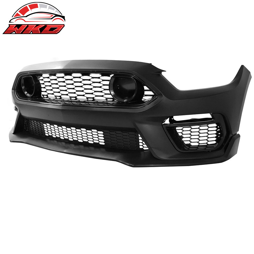 For 15-17 Ford Mustang Mach 1 Style Front Bumper Conversion W/ Lip LED Headlight