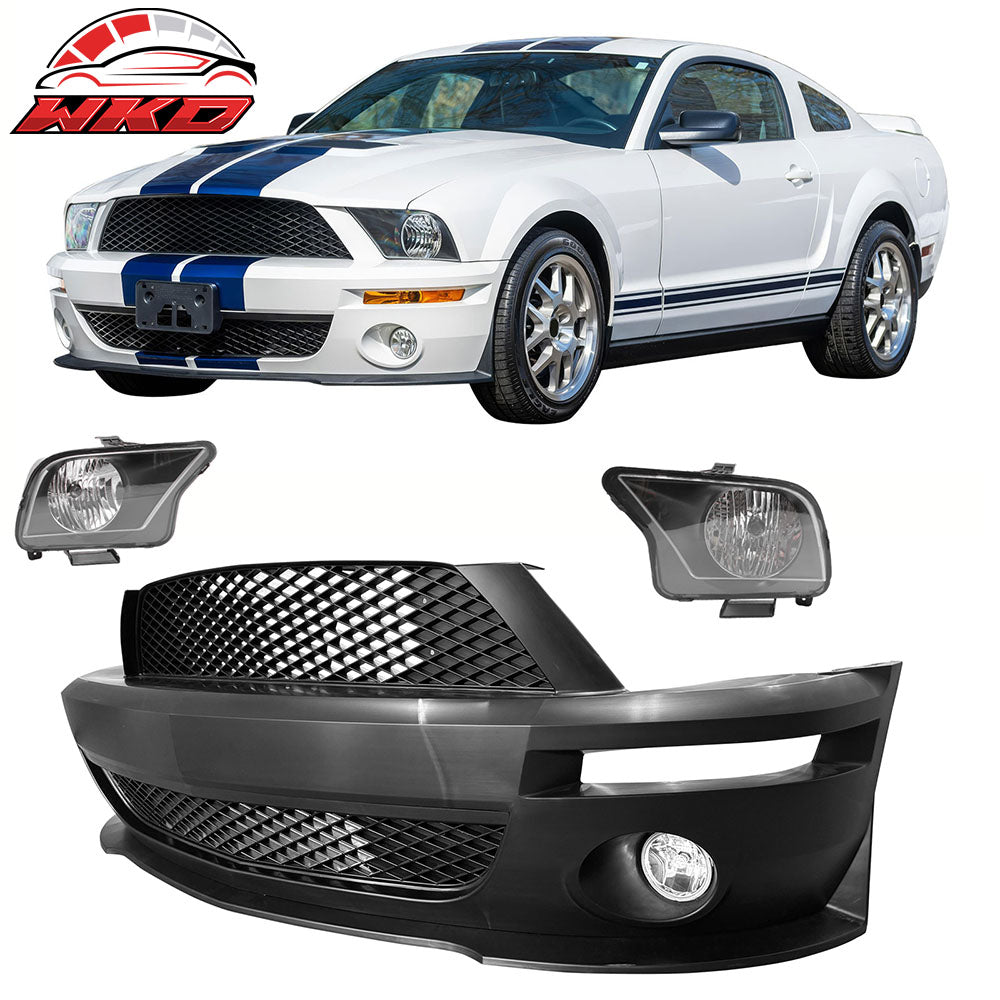 Fits 05-09 Ford Mustang GT V6 Shelby GT500 Front Bumper Conversion W/ Headlights