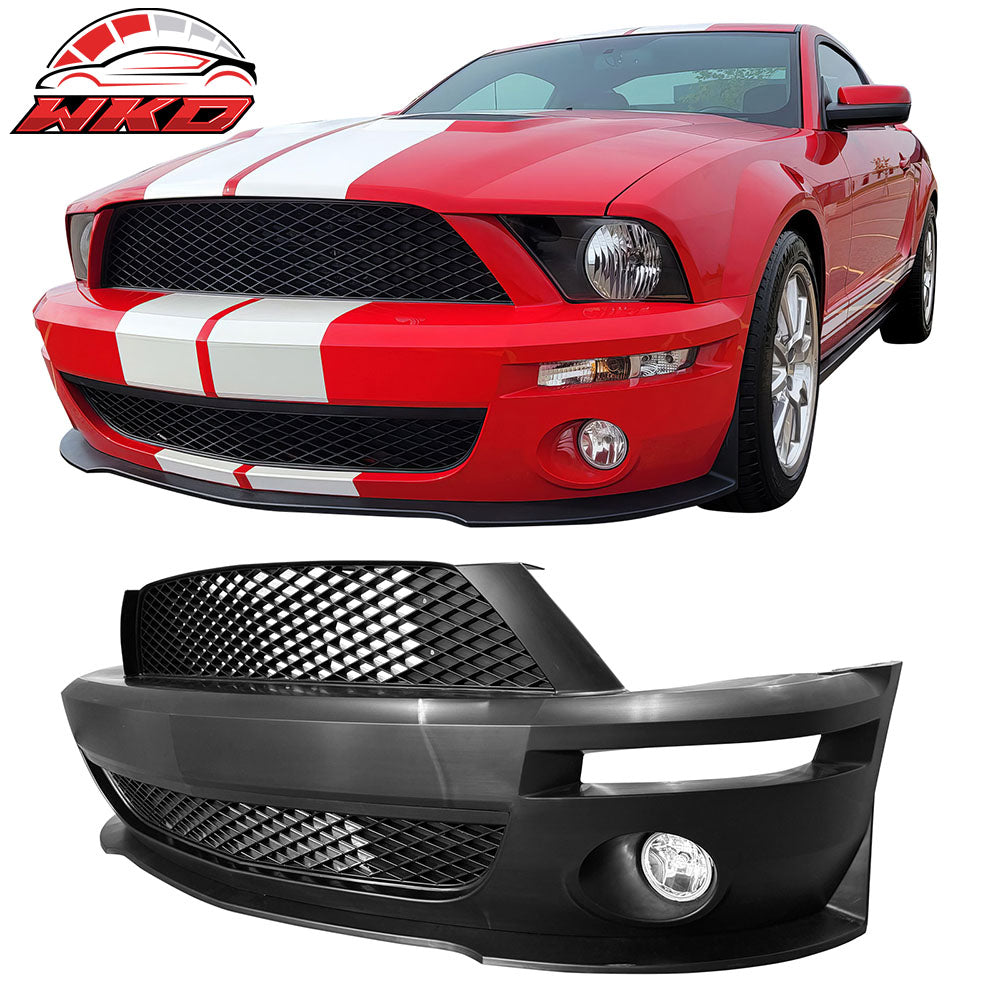 Fits 05-09 Ford Mustang GT V6 Shelby GT500 Front Bumper Conversion W/ Headlights