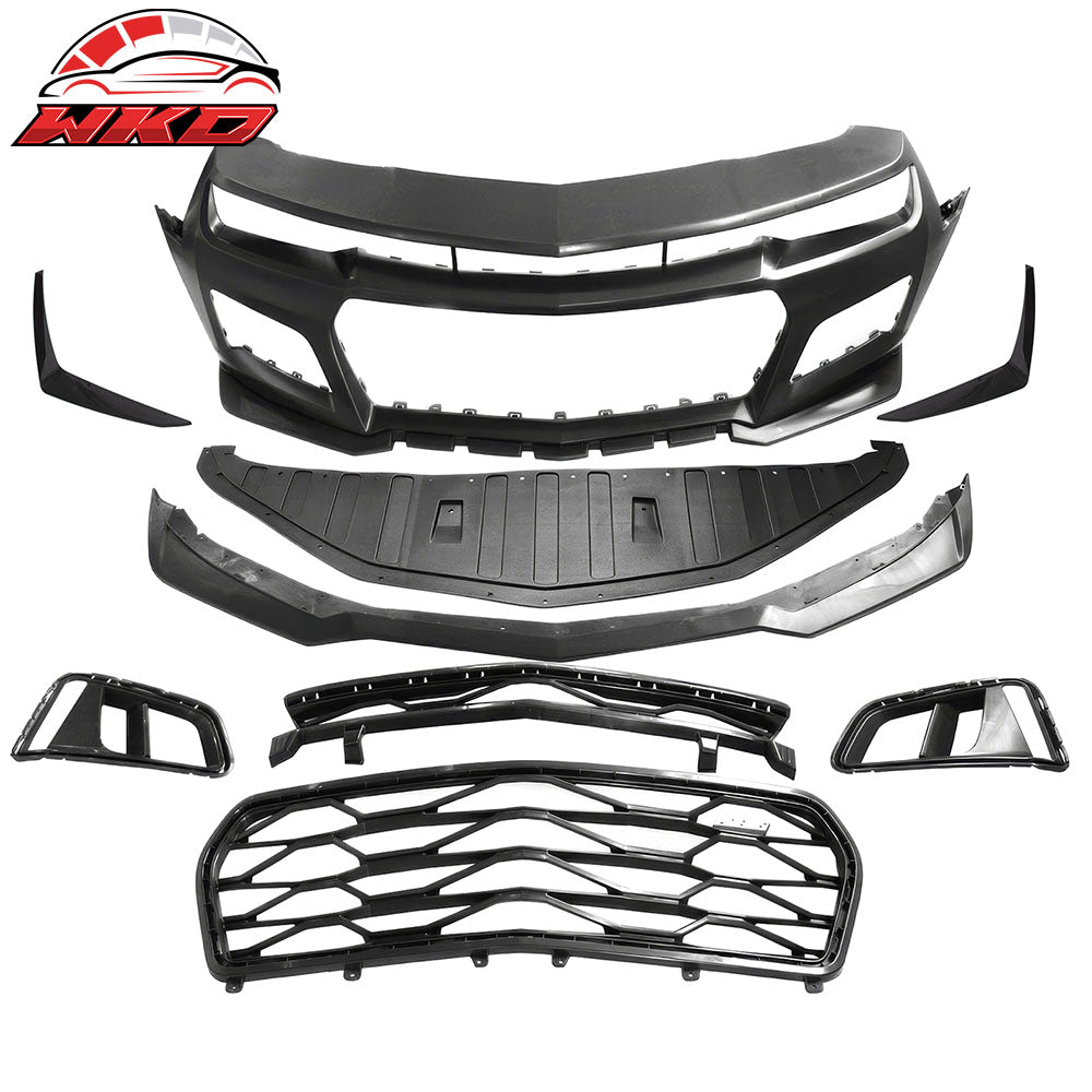 Fits 14-15 Camaro 5TH to 6TH Gen ZL1 PP Front Bumper Cover Conversion + Canards