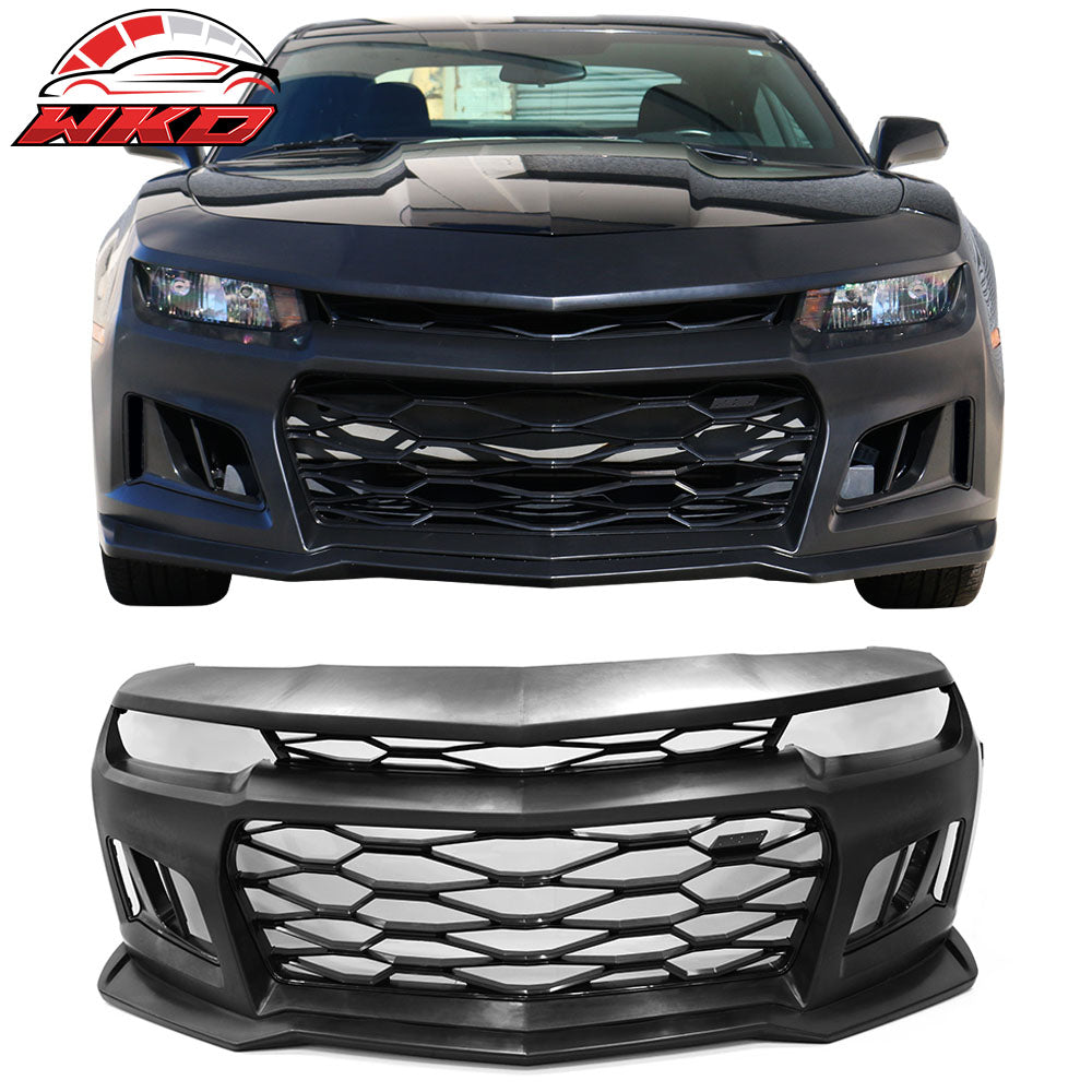 Fits 14-15 Camaro 5TH to 6TH Gen ZL1 PP Front Bumper Cover Conversion + Canards