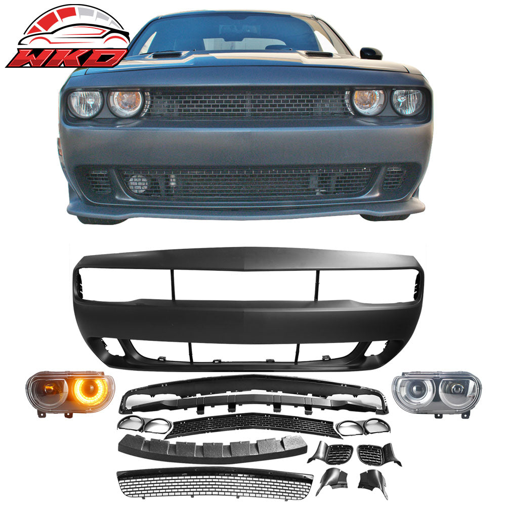 Fits 08-14 Dodge Challenger Front Bumper Cover Conversion w/ Headlights - PP