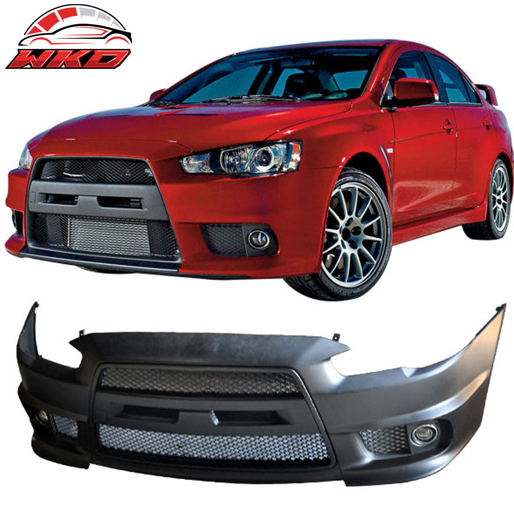 Fits 08-15 Mitsubishi Lancer EVO Style Front Bumper Cover Conversion Fog Lights