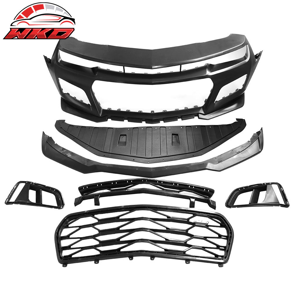 Fits 10-13 Chevy Camaro ZL1 Style PP Front Bumper Cover Conversion + Harnesses