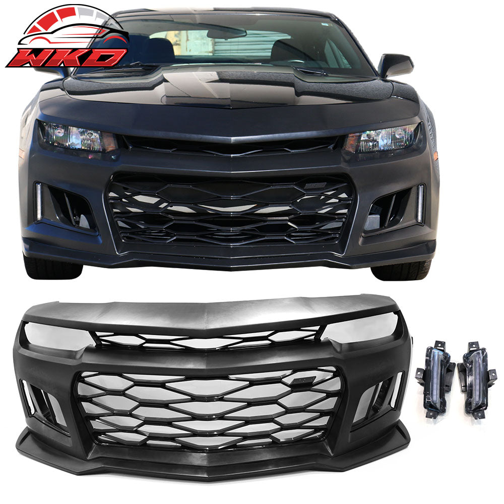 Fits 14-15 Chevy Camaro ZL1 Style Front Bumper Cover + DRL Daytime Running Light