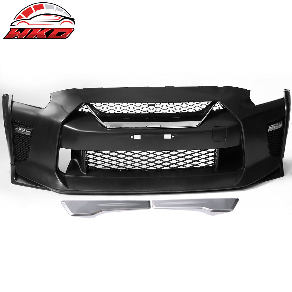 Fits 09-24 Nissan R35 GTR GT-R Front Bumper Cover & Front Hood & 2PCS Headlights