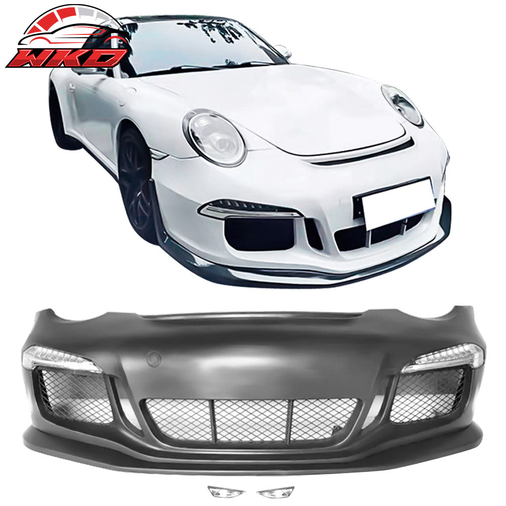 Fits 05-12 Porsche Carrera 911 997 to 991 GT3 RS Style Front Bumper Cover w/ DRL
