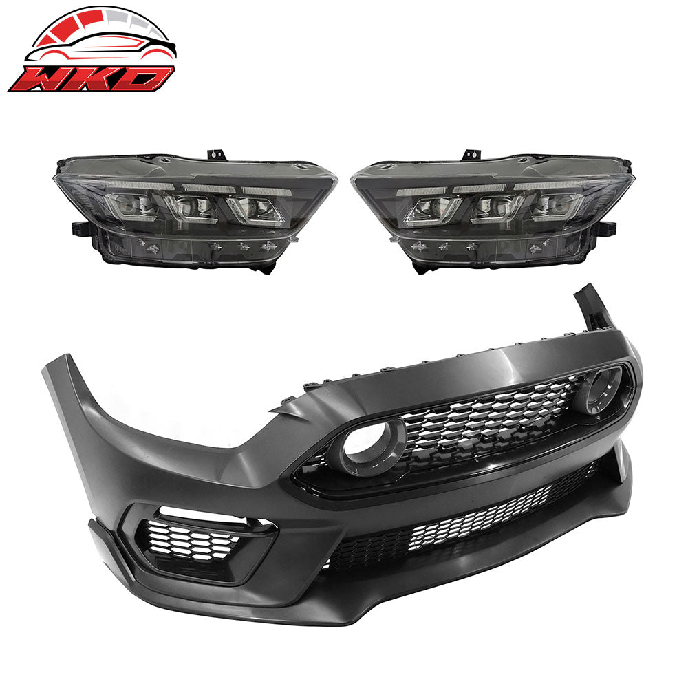 For 15-17 Ford Mustang Mach 1 Style Front Bumper Cover LED Grille 2024 Headlight