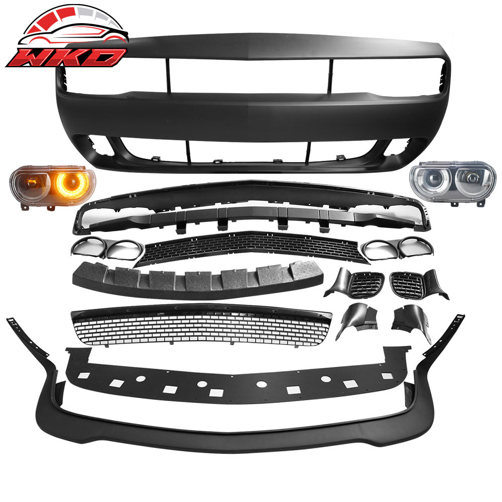 08-14 Dodge Challenger Front Bumper Cover & SRT Front Lip & Headlights | Wholesale