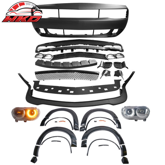 08-14 Challenger Front Bumper Cover + SRT Lip + Fender Flares + Headlights | Wholesale