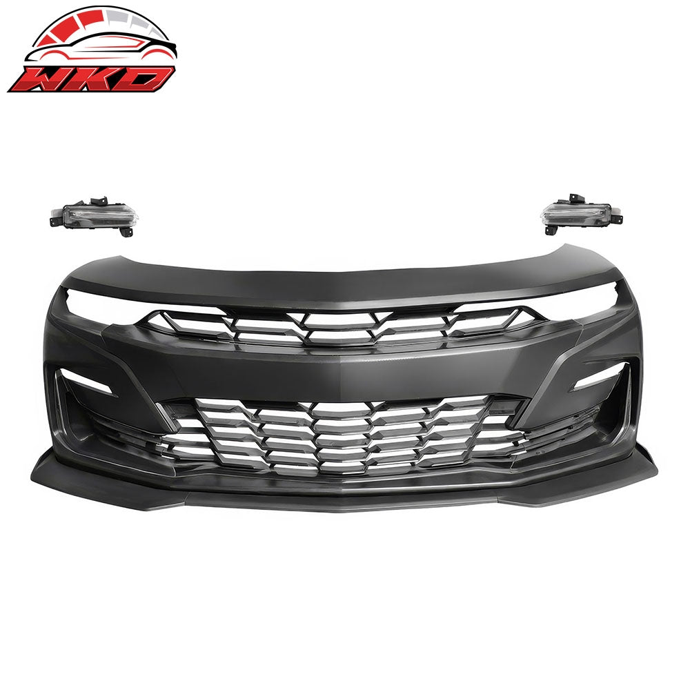 2019-24 Camaro SS PP Front Bumper Cover + LED DRL Turn Signal Matte Black Lip | Wholesale