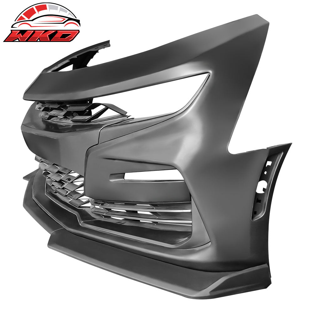 Fits 19-24 Camaro SS PP Front Bumper Cover + LED DRL Turn Signal Matte Black Lip