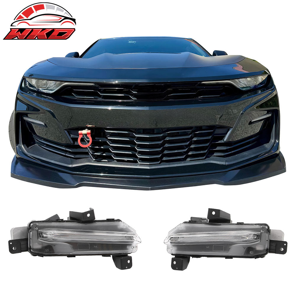 Fits 19-24 Camaro SS PP Front Bumper Cover + LED DRL Turn Signal Gloss Black Lip