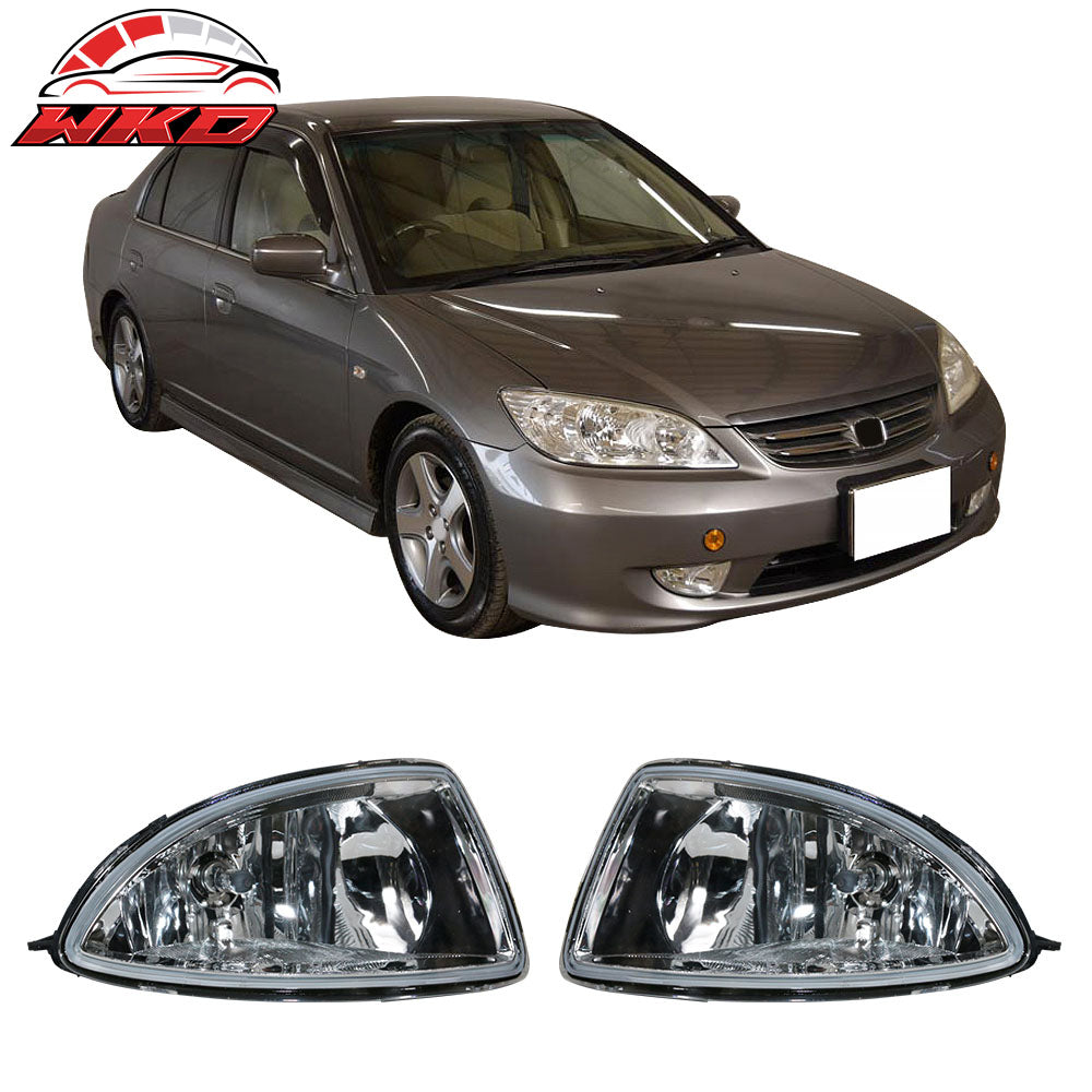 Fits 04-05 Honda Civic Factory Front Bumper Fog Lights Lamps Clear Lens