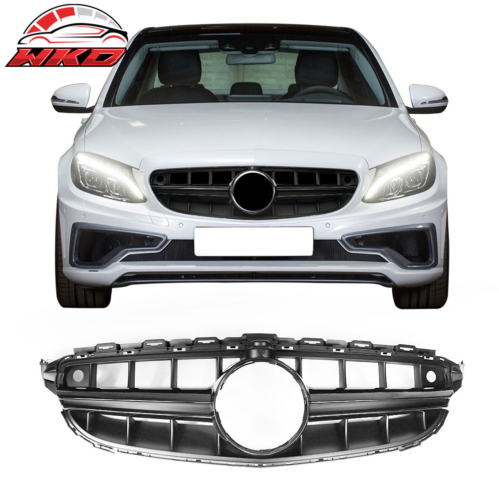 Fit 15-18 Benz C Class W205 AMG Front Bumper Grille Camera Hole