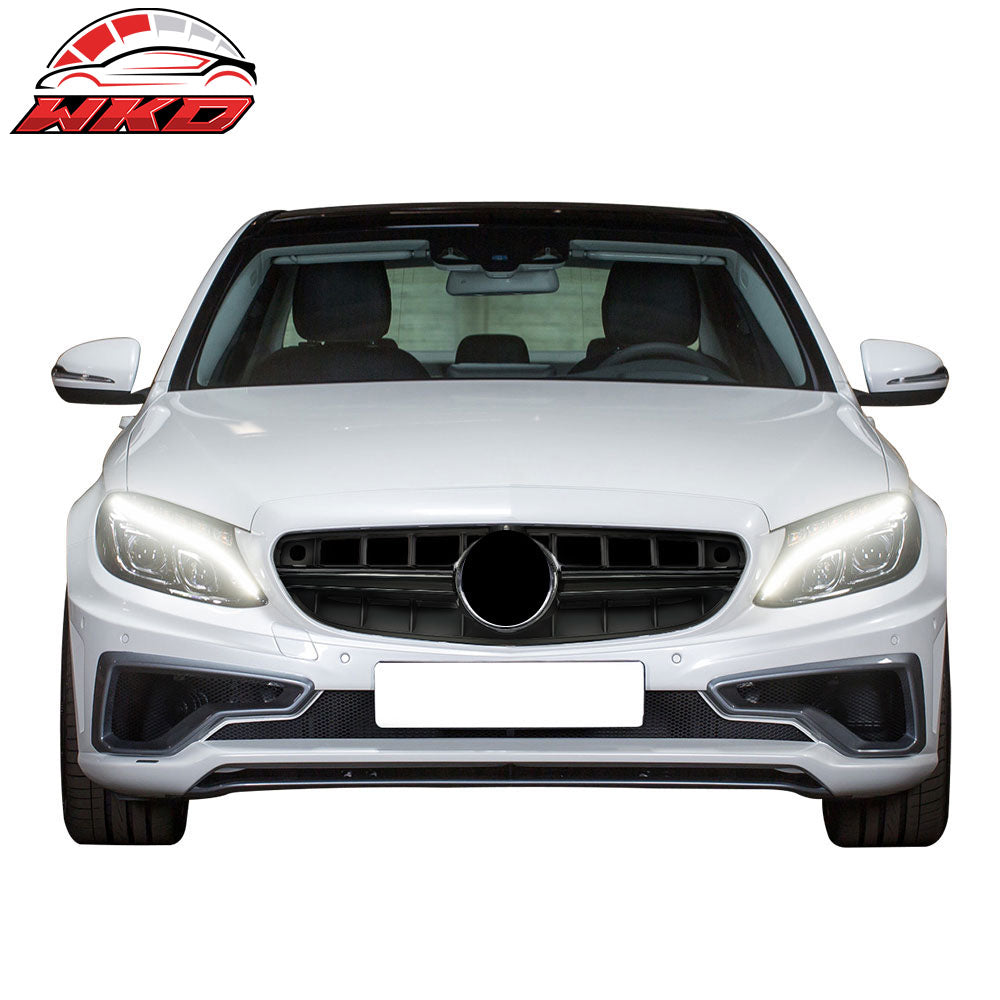Fit 15-18 Benz C Class W205 AMG Front Bumper Grille Camera Hole