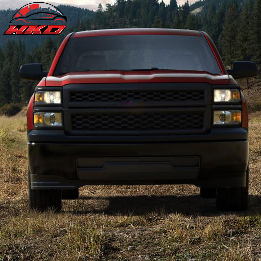 Fits 14-15 Chevrolet Silverado 1500 B Style Front Bumper Hood Grille Grill ABS