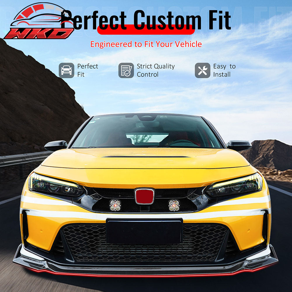 Fits 23-25 Civic FL5 Type R Hatchback AK ABS Front Bumper Lip Carbon Fiber Print