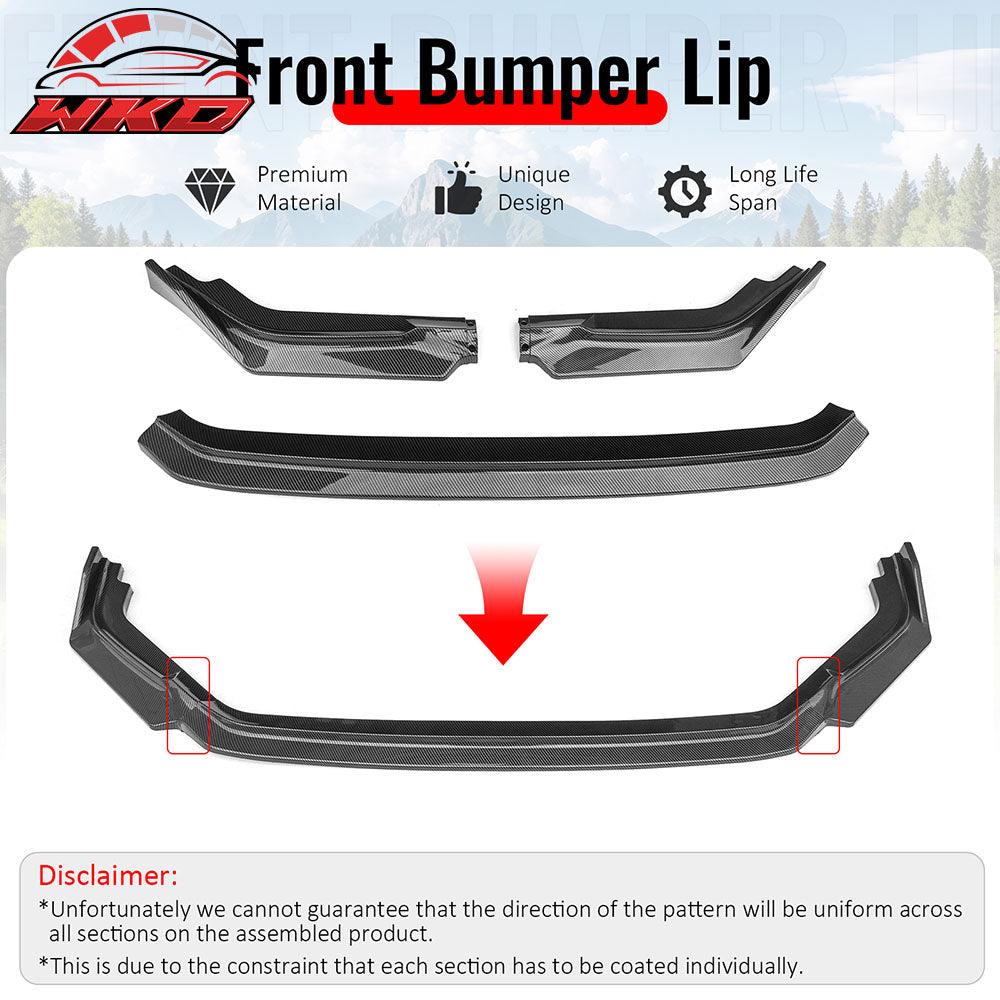 Fits 23-25 Civic FL5 Type R Hatchback AK ABS Front Bumper Lip Carbon Fiber Print