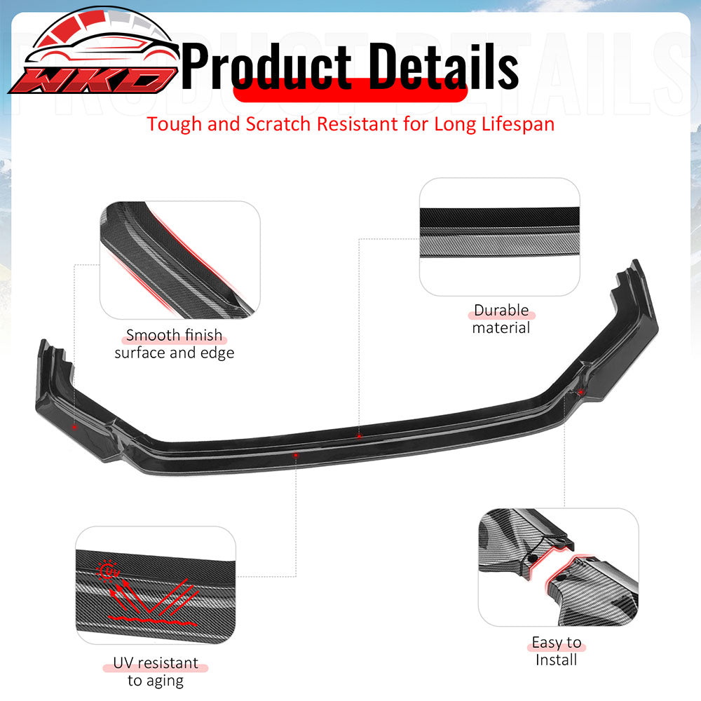 Fits 23-25 Civic FL5 Type R Hatchback AK ABS Front Bumper Lip Carbon Fiber Print