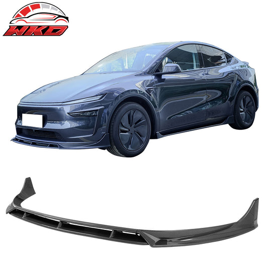 25-26 Tesla Model Y Juniper Front Bumper Lip 4PC Carbon Fiber Print Spoiler | Wholesale