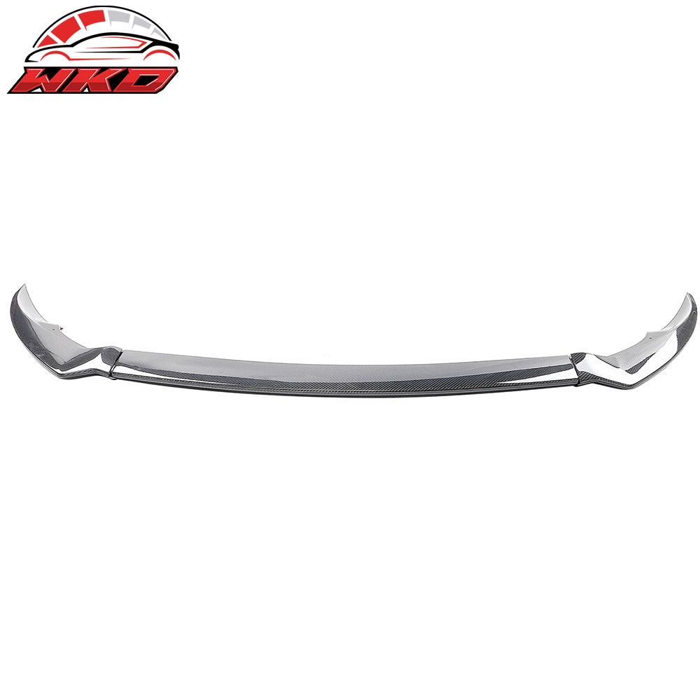 Fits 20-25 Tesla Y Track Pack Carbon Fiber Gloss Black Front Bumper Lip - 3PCS