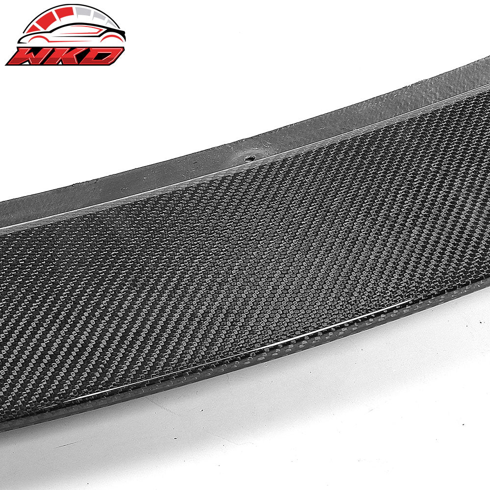 Fits 20-25 Tesla Y Track Pack Carbon Fiber Gloss Black Front Bumper Lip - 3PCS