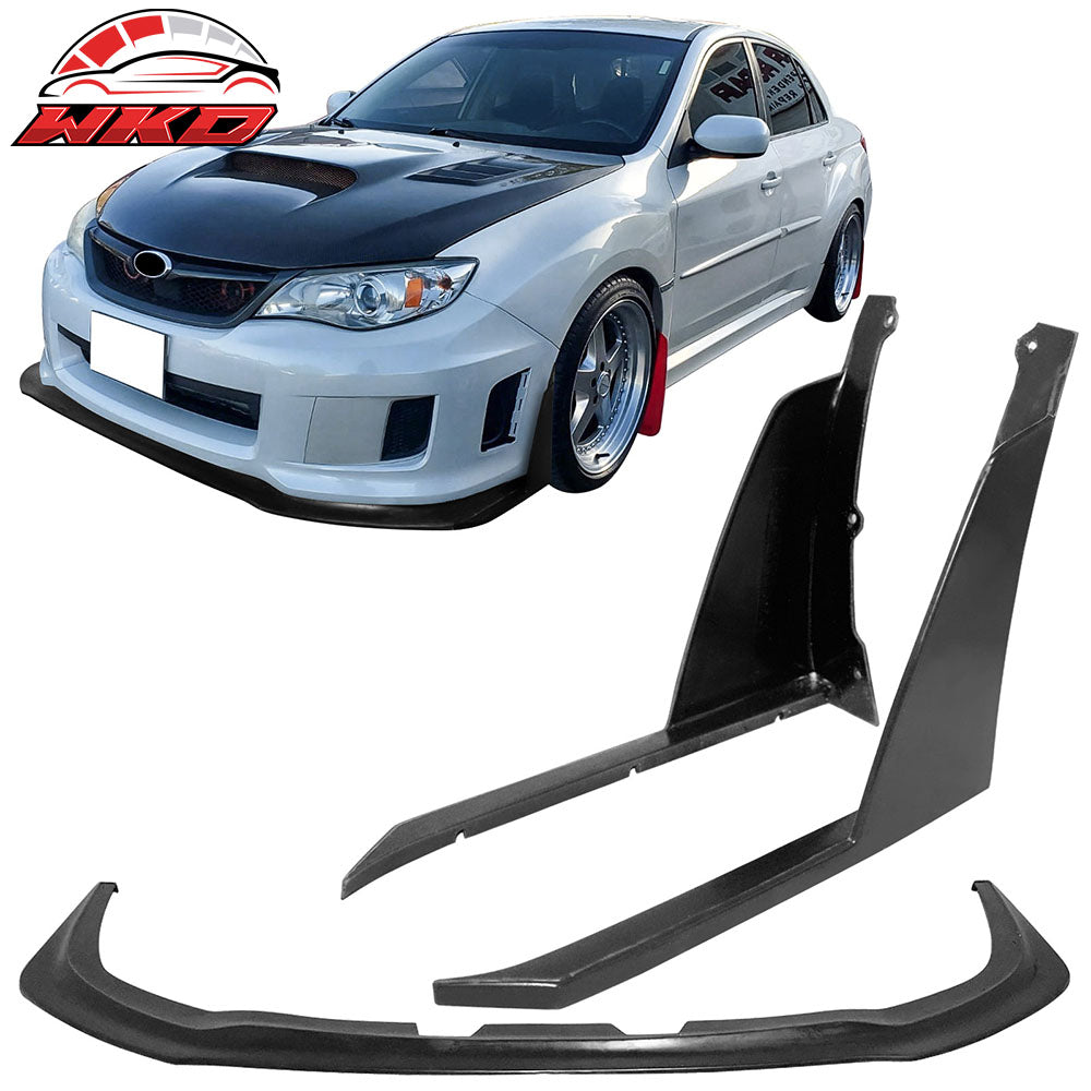Fits 11-14 Subaru WRX STI Front Bumper Lip + Front Winglets IKON V6 Style PU