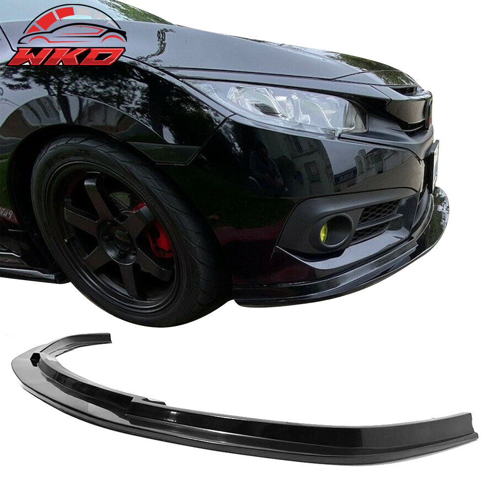 Fits 16-18 Honda Civic Coupe Sedan MDA Style Front Bumper Lip Kit Unpainted PU