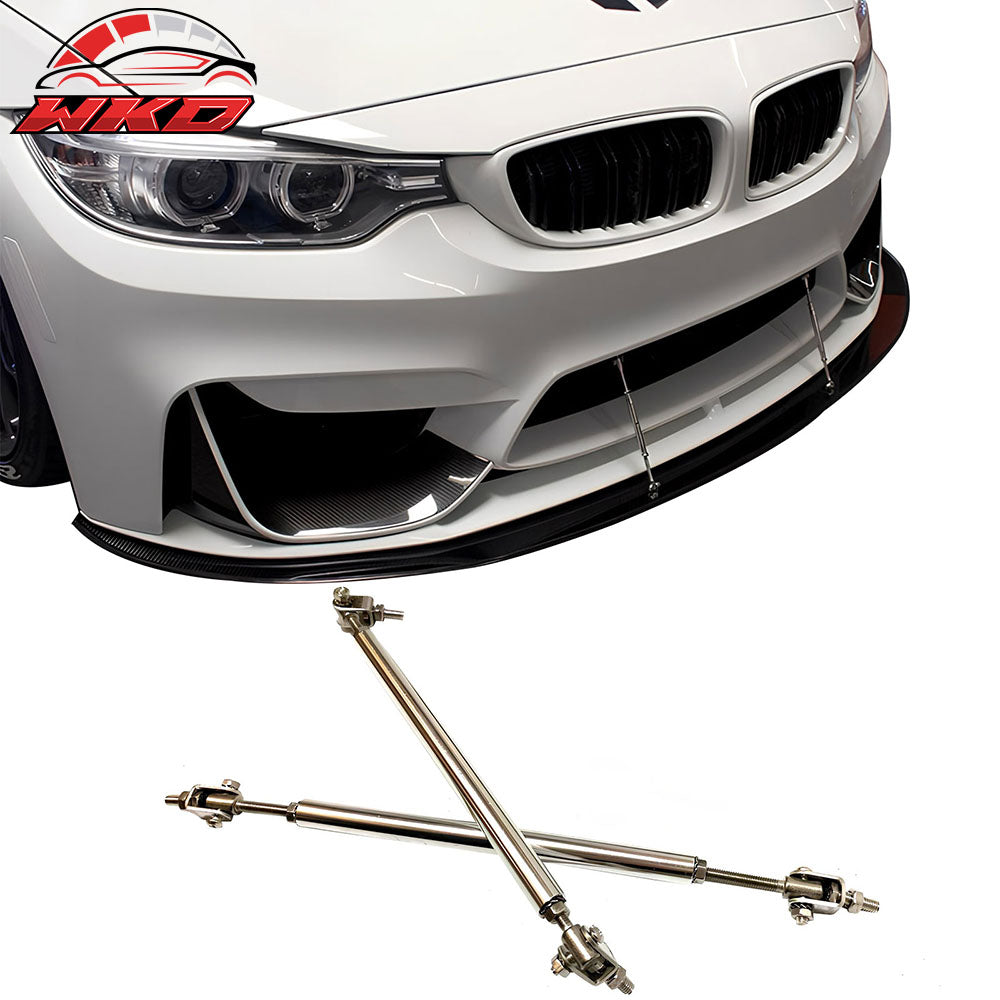 Universal Adjustable 7''- 9'' Front Bumper Lip Spoiler Splitter Strut Rod Silver
