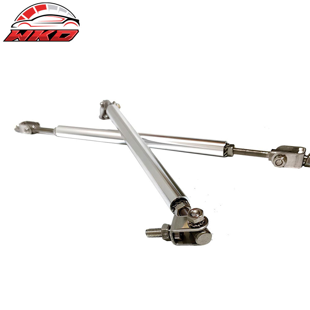 Universal Adjustable 7''- 9'' Front Bumper Lip Spoiler Splitter Strut Rod Silver