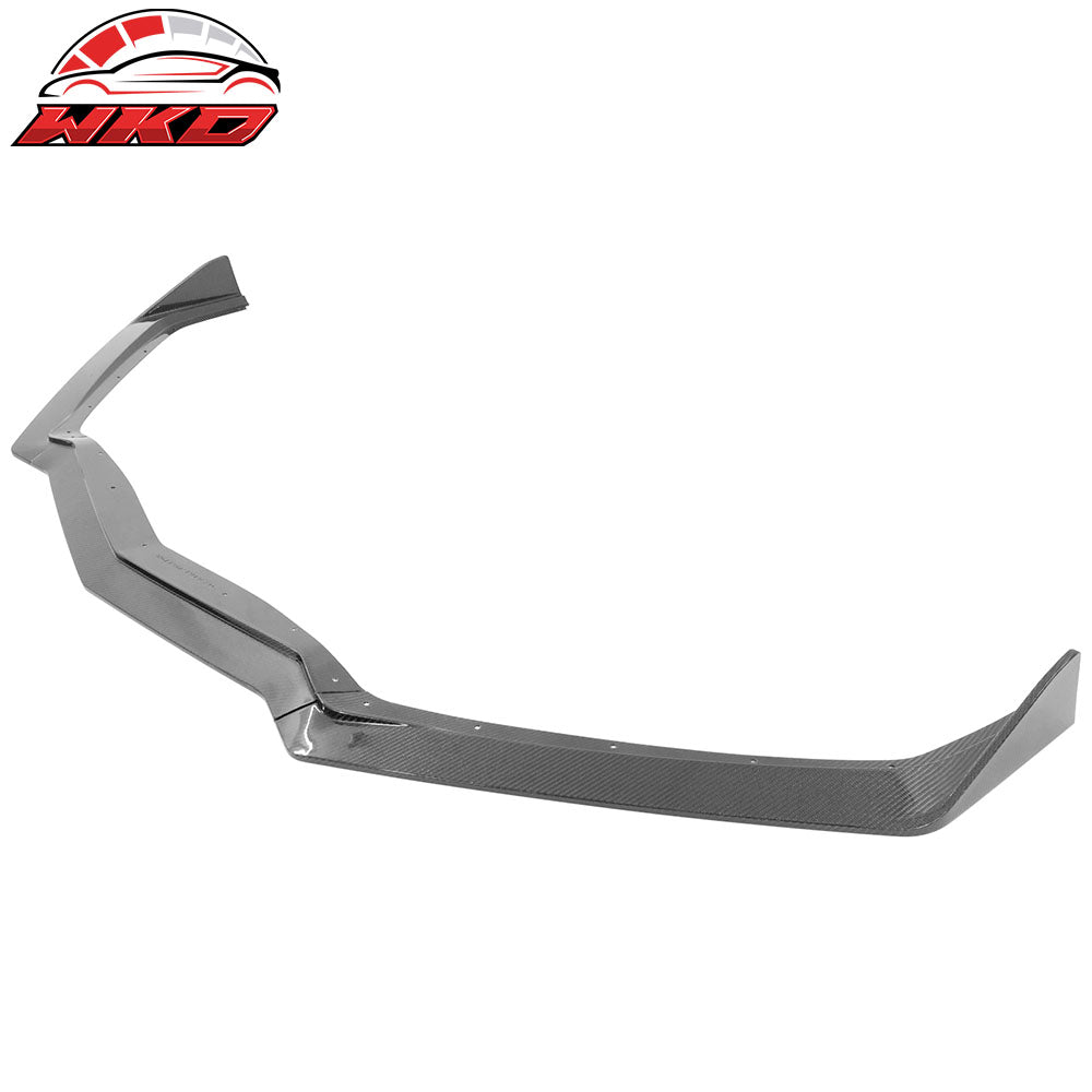 Fits 20-25 Chevy Corvette C8 5VM Style 3PC Carbon Fiber Front Bumper Lip Spoiler
