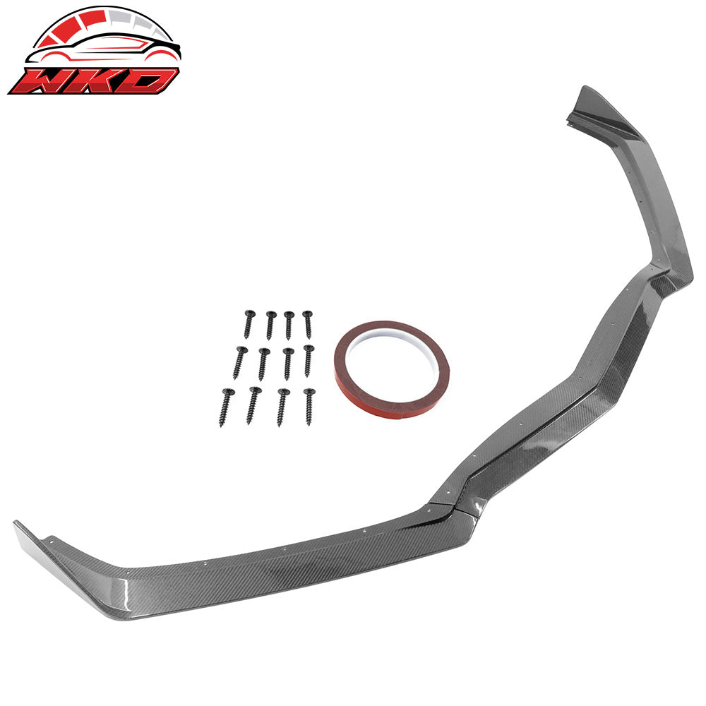 Fits 20-25 Chevy Corvette C8 5VM Style 3PC Carbon Fiber Front Bumper Lip Spoiler