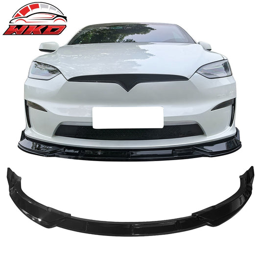 22-26 Tesla Model X IKON Style 3PCS Front Bumper Lip Spoiler Gloss Black | Wholesale