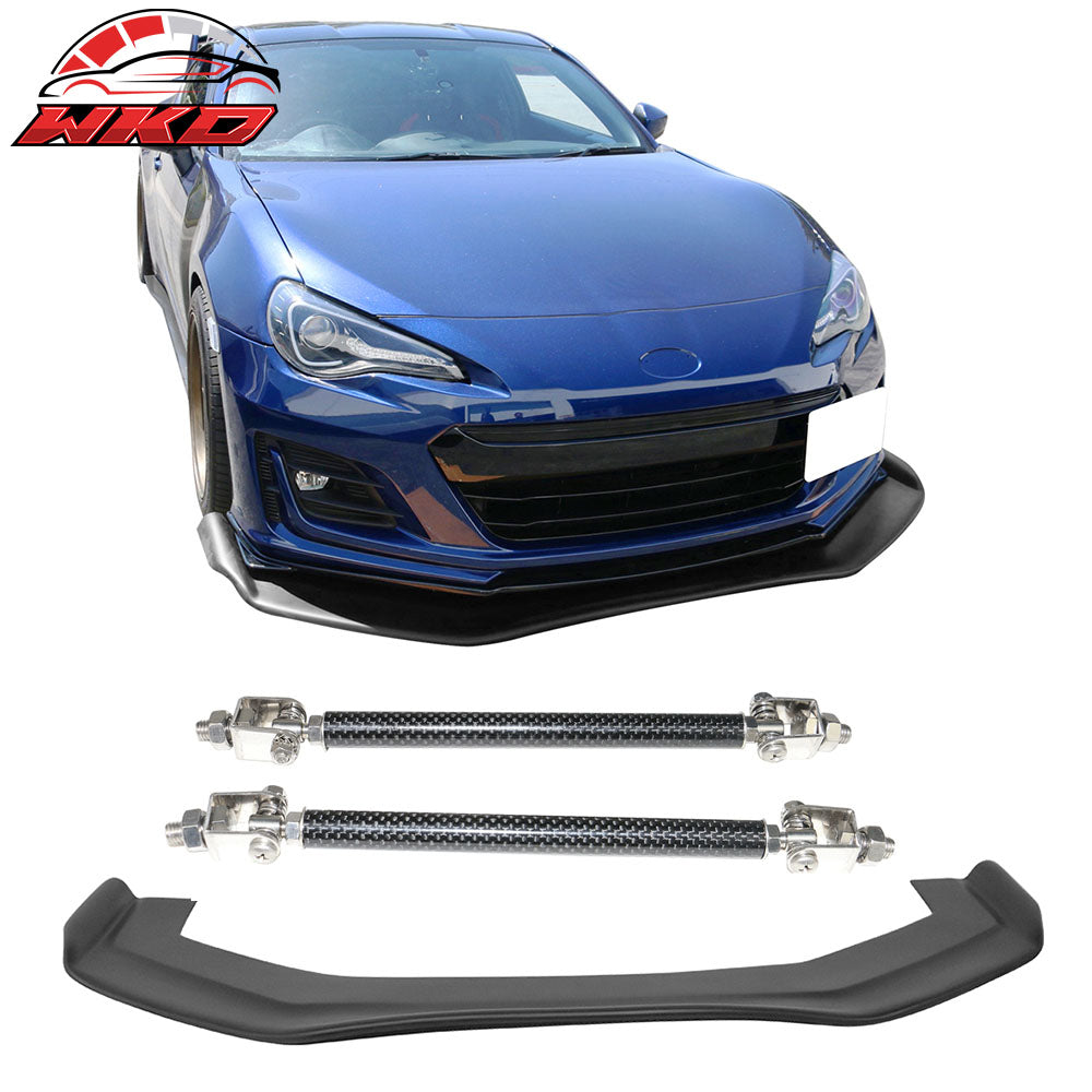Universal RB Style Front Bumper Lip Spoiler Splitter 2x Carbon Fiber Strut Rods