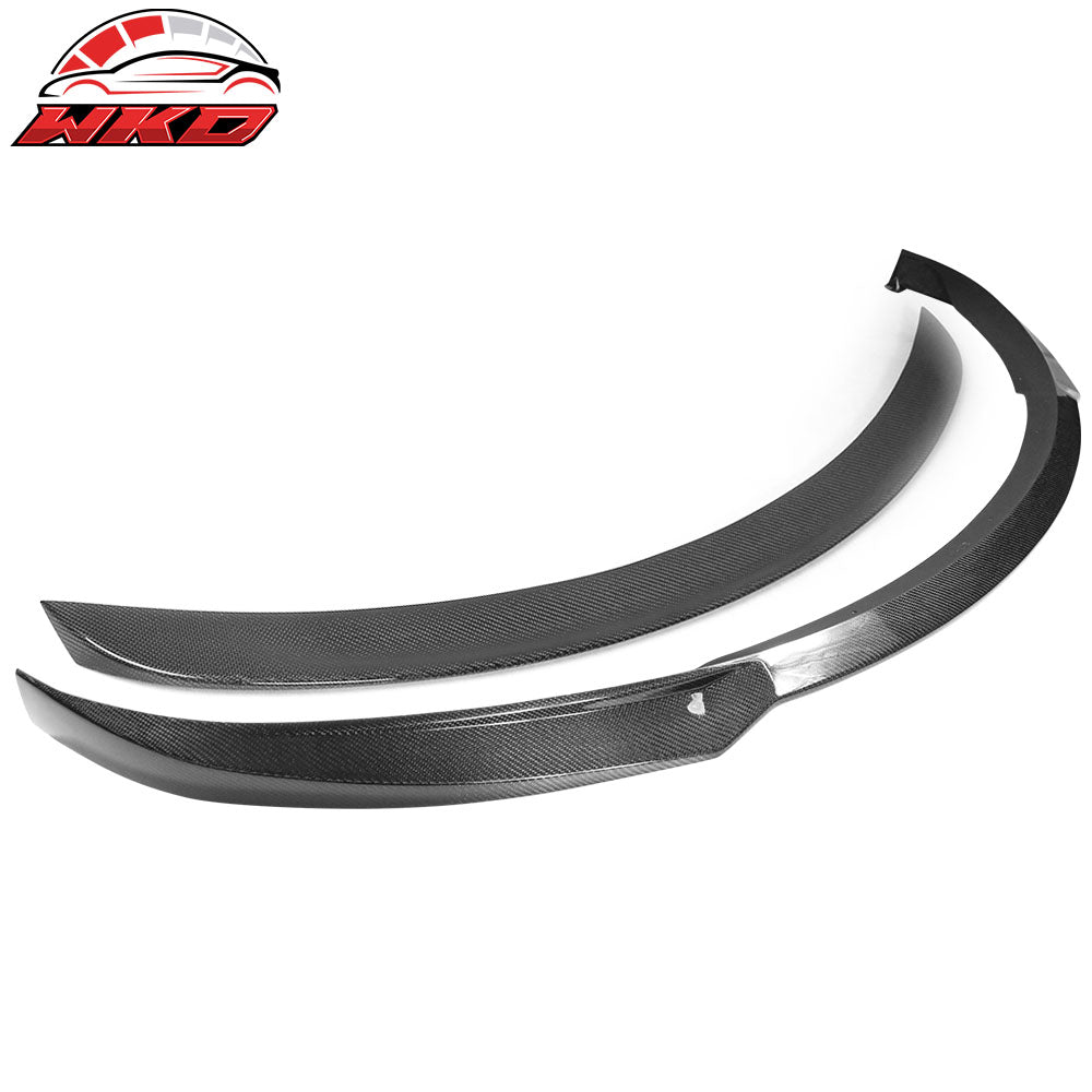 Fits 12-16 Tesla Model S Front Bumper Lip & OE Style Trunk Spoiler Carbon Fiber
