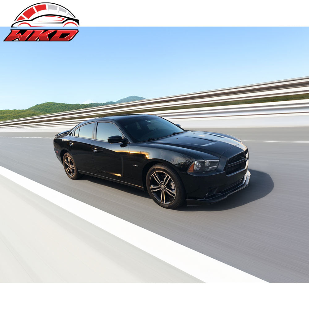 Fits 11-14 Dodge Charger RT SXT SE IKON Style Front Bumper Lip Unpainted - PU
