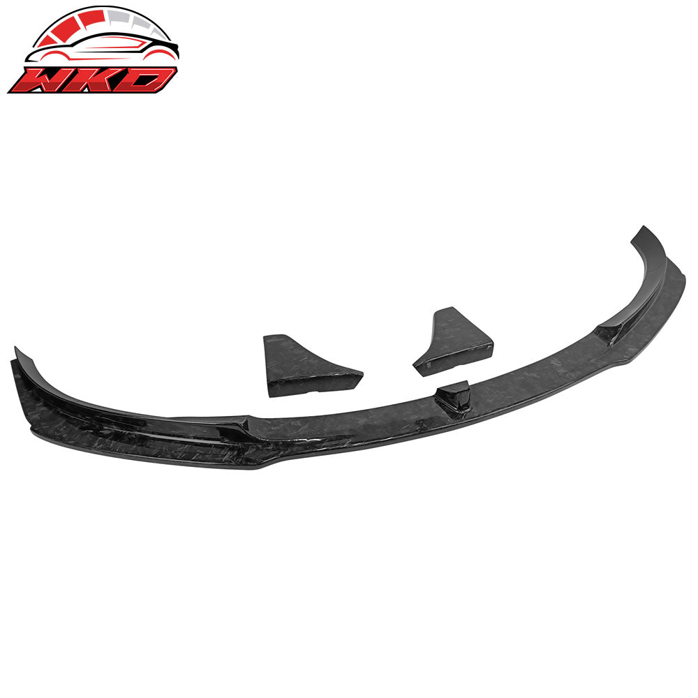 Fits 17-23 Tesla Model 3 V Style Front Bumper Lip 3PC - Forged Carbon Fiber