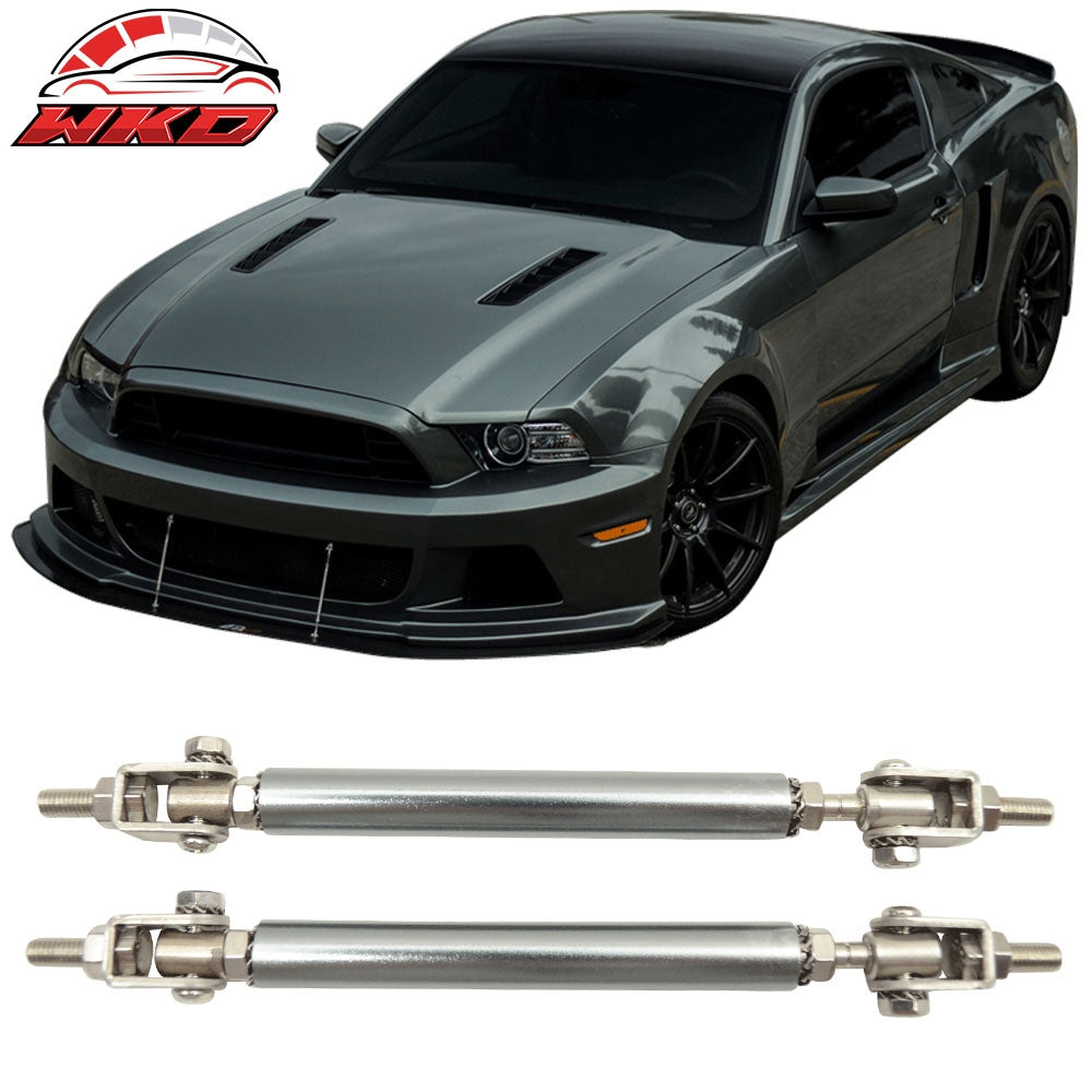 2PCS Universal Gunmetal Sanded Adjustable 5.5-8 Inch Front Bumper Lip Strut Rod