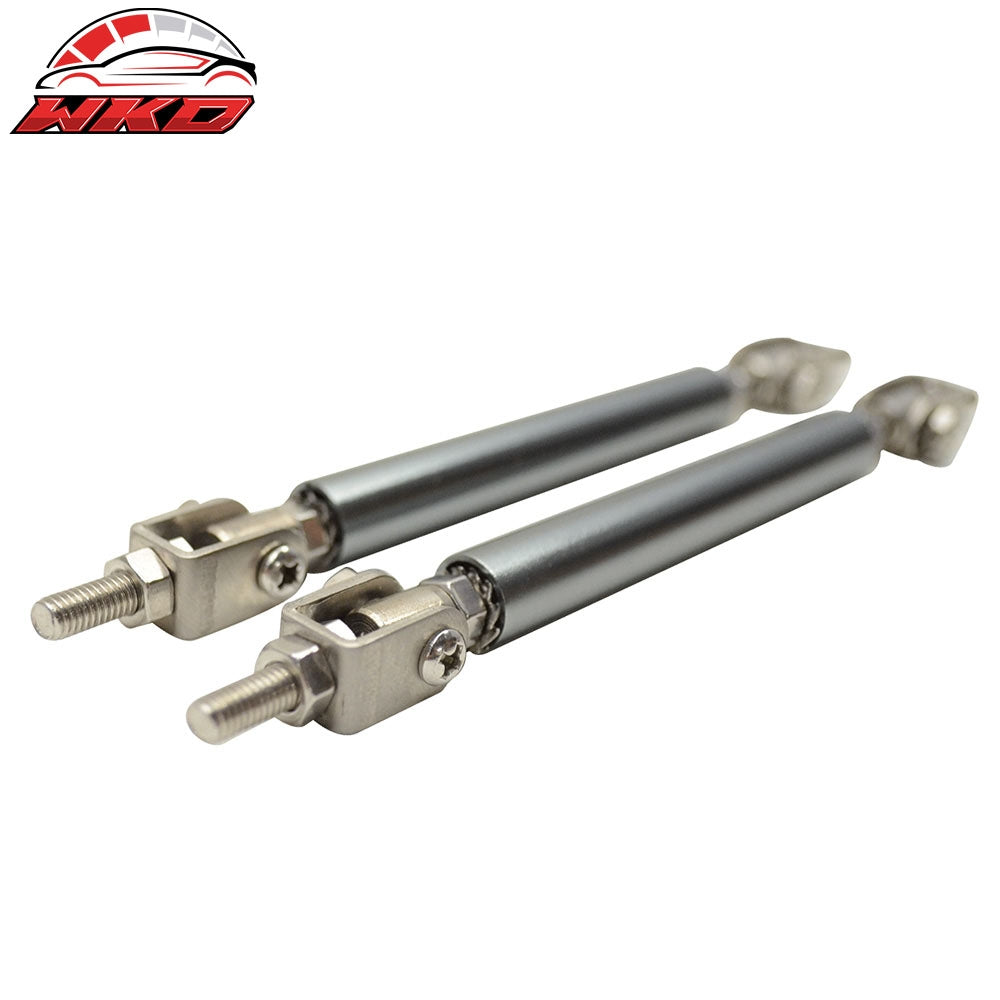 2PCS Universal Gunmetal Sanded Adjustable 5.5-8 Inch Front Bumper Lip Strut Rod