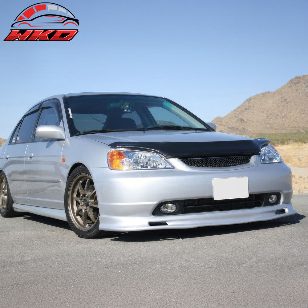 Fits 01-03 Honda Civic 2/4Dr Mugen Style PP Front Bumper Lip Spoiler Unpainted