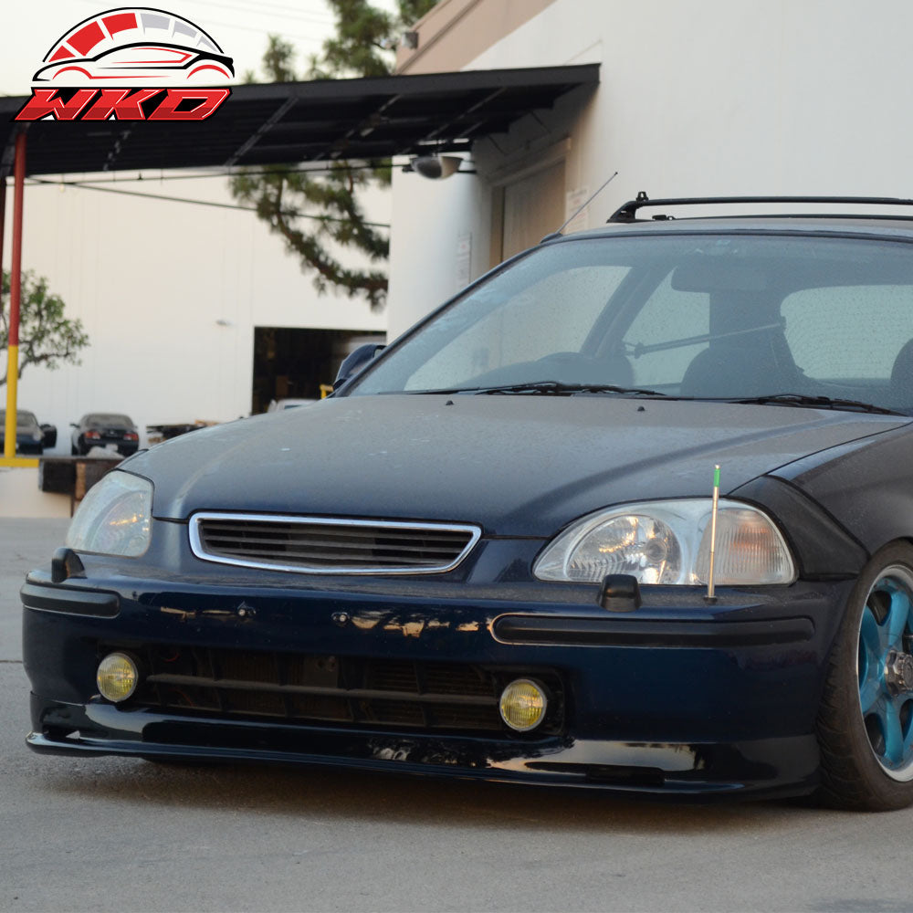 Fits 96-98 Honda Civic EK Mugen Style Painted Black Front Bumper Lip Spoiler